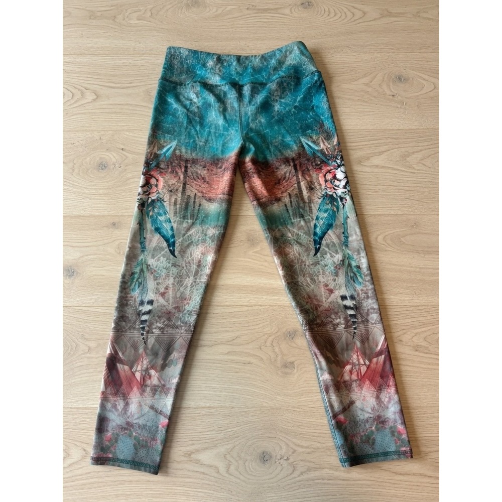 Evolution and Creation Womens M Dreamcatcher Boho Print Leggings Yoga Festival